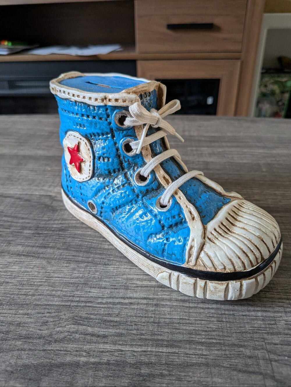 Blue Vintage Bank Sneaker Shoe with Red Star